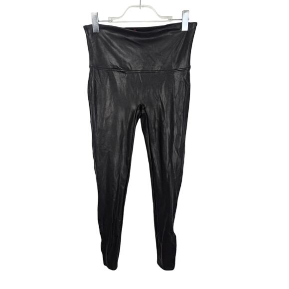 Spanx Shape Black Faux Leather Leggings Plus Long Length Plus Size 1X Tall - Picture 2 of 7